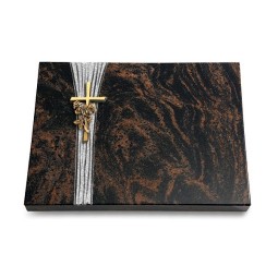 Grabtafel Aruba Strikt Kreuz/Rose (Bronze)