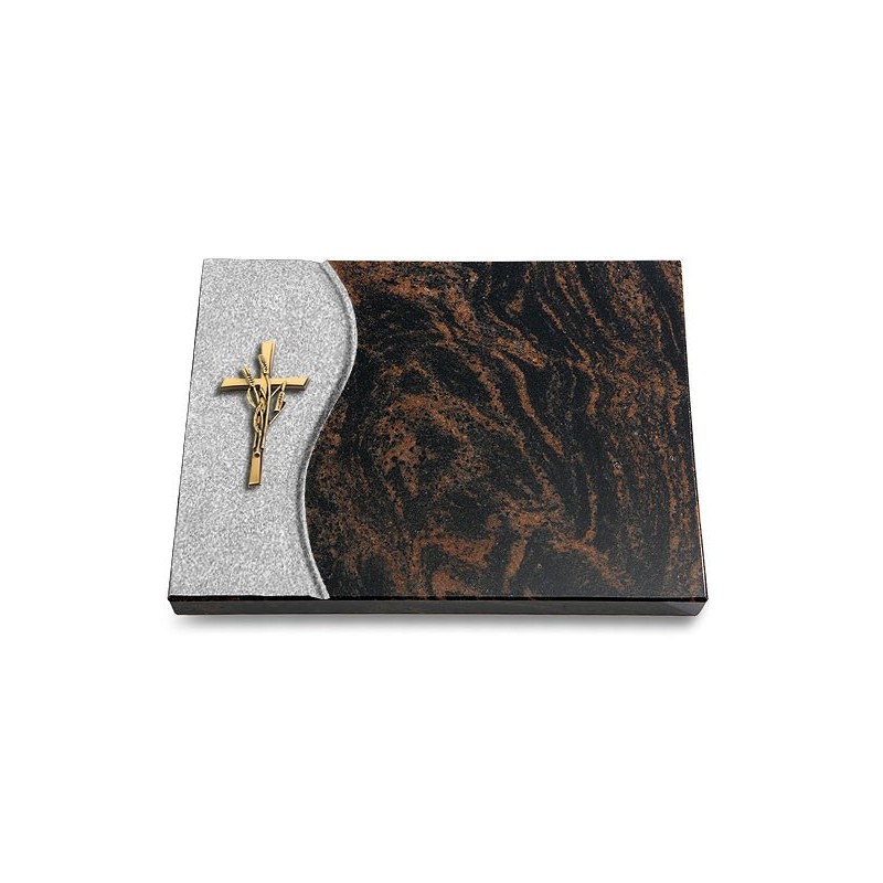 Grabtafel Aruba Wave Kreuz/Ähren (Bronze)