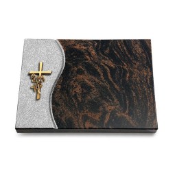 Grabtafel Aruba Wave Kreuz/Rose (Bronze)