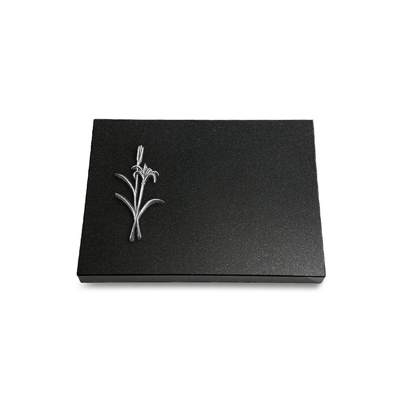 Grabtafel Indisch Black Pure Lilienzweig (Alu)