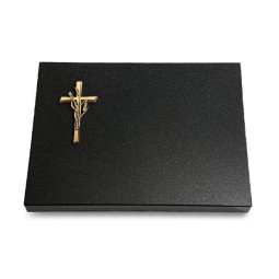 Grabtafel Indisch Black Pure Kreuz/Ähren (Bronze)