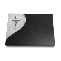 Grabtafel Indisch Black Folio Kreuz/Ähren (Alu)