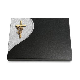 Grabtafel Indisch Black Folio Kreuz/Rose (Bronze)