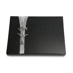 Grabtafel Indisch Black Strikt Lilienzweig (Alu)