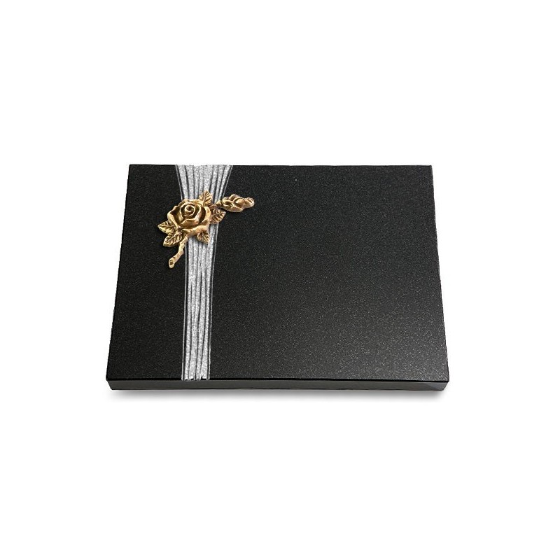 Grabtafel Indisch Black Strikt Rose 1 (Bronze)