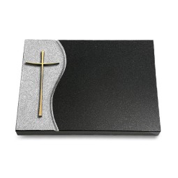 Grabtafel Indisch Black Wave Kreuz 2 (Bronze)
