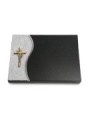 Grabtafel Indisch Black Wave Kreuz/Ähren (Bronze)