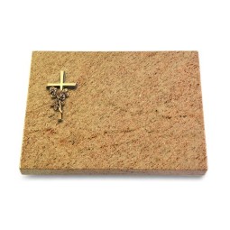 Grabtafel Kashmir Pure Kreuz/Rose (Bronze)