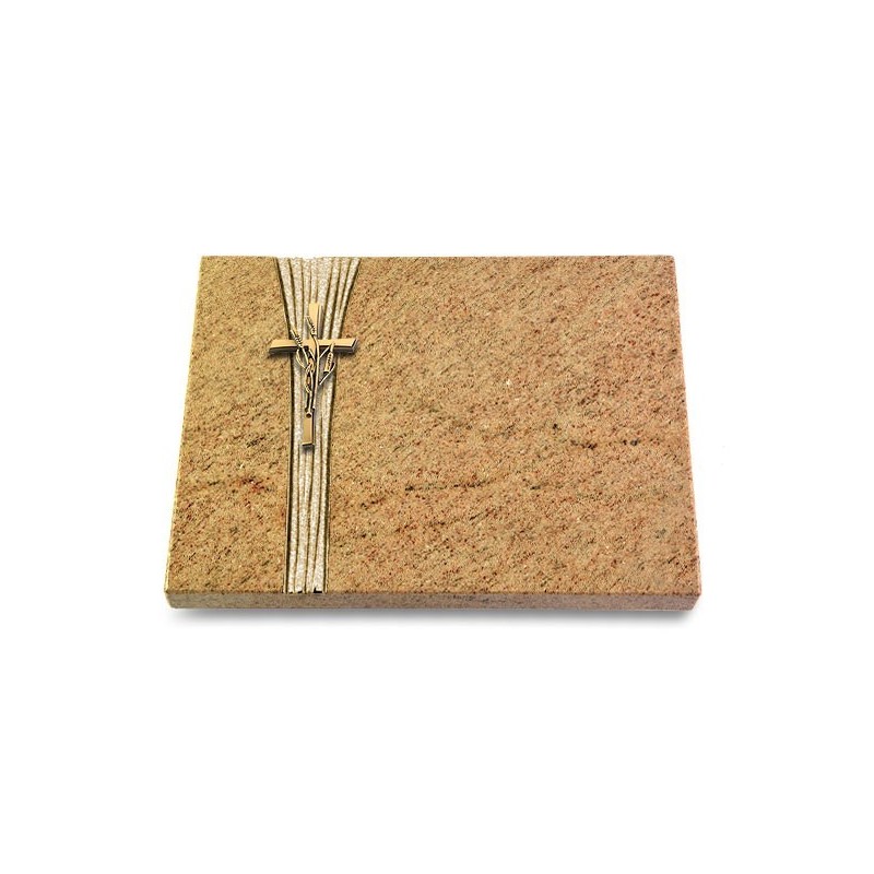Grabtafel Kashmir Strikt Kreuz/Ähren (Bronze)