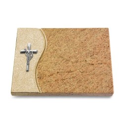 Grabtafel Kashmir Wave Kreuz/Ähren (Alu)