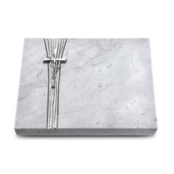 Grabtafel Omega Marmor Strikt Kreuz/Ähren (Alu)