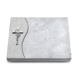 Grabtafel Omega Marmor Wave Kreuz/Ähren (Alu)