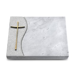 Grabtafel Omega Marmor Wave Kreuz 2 (Bronze)