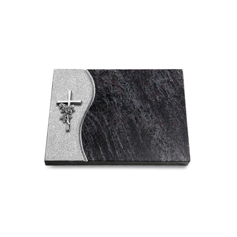 Grabtafel Orion Wave Kreuz/Rose (Alu)