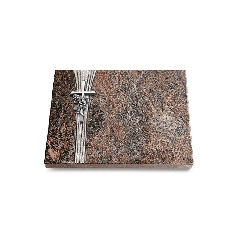 Grabtafel Paradiso Strikt Kreuz/Rose (Alu)