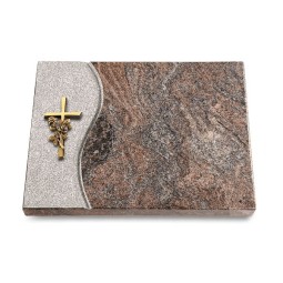 Grabtafel Paradiso Wave Kreuz/Rose (Bronze)