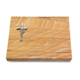 Grabtafel Rainbow Pure Kreuz/Ähren (Alu)