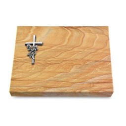 Grabtafel Rainbow Pure Kreuz/Rose (Alu)