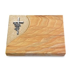 Grabtafel Rainbow Folio Kreuz/Rose (Alu)