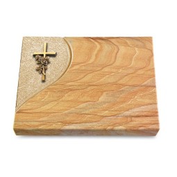 Grabtafel Rainbow Folio Kreuz/Rose (Bronze)