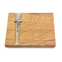 Grabtafel Rainbow Strikt Kreuz/Ähren (Alu)