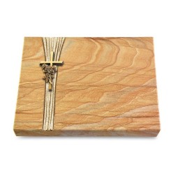 Grabtafel Rainbow Strikt Kreuz/Rose (Bronze)