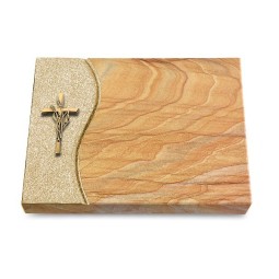 Grabtafel Rainbow Wave Kreuz/Ähren (Bronze)