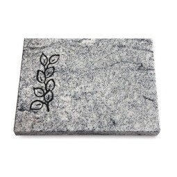 Grabtafel Viskont White Pure Blätter