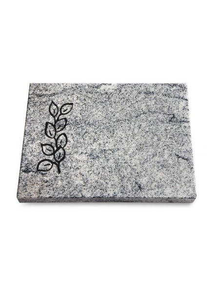 Grabtafel Viskont White Pure Blätter