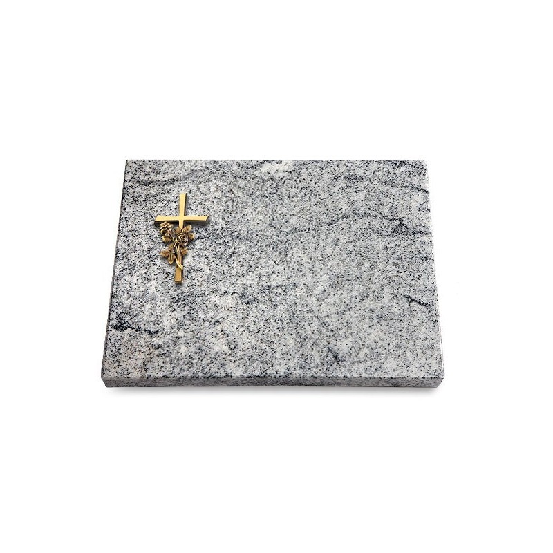 Grabtafel Viskont White Pure Kreuz/Rose (Bronze)