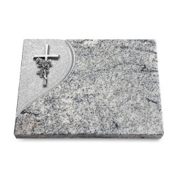 Grabtafel Viskont White Folio Kreuz/Rose (Alu)