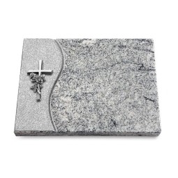 Grabtafel Viskont White Wave Kreuz/Rose (Alu)