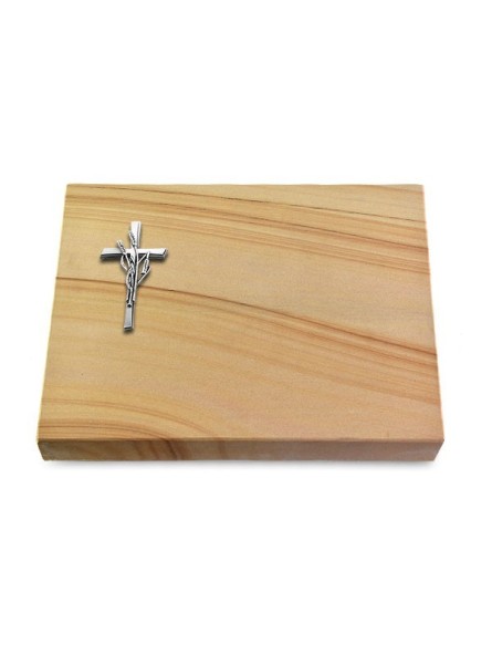 Grabtafel Woodland Pure Kreuz/Ähren (Alu)