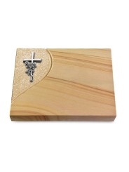 Grabtafel Woodland Folio Kreuz/Rose (Alu)