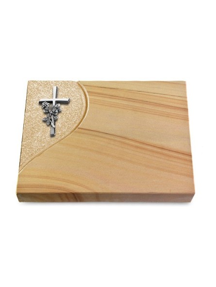 Grabtafel Woodland Folio Kreuz/Rose (Alu)