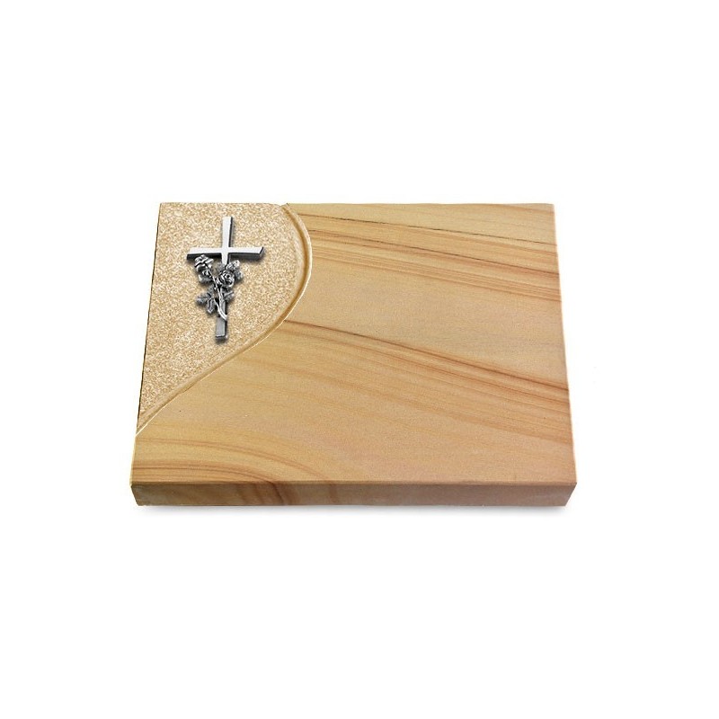 Grabtafel Woodland Folio Kreuz/Rose (Alu)