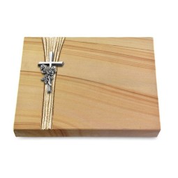Grabtafel Woodland Strikt Kreuz/Rose (Alu)