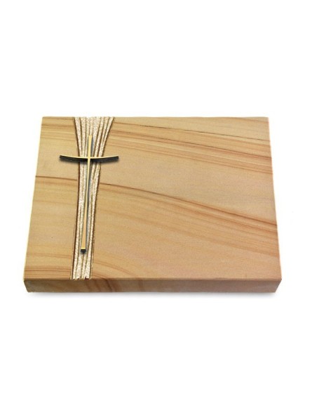 Grabtafel Woodland Strikt Kreuz 2 (Bronze)