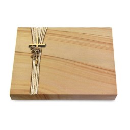 Grabtafel Woodland Strikt Kreuz/Rose (Bronze)