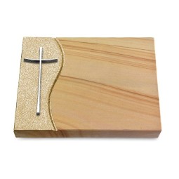 Grabtafel Woodland Wave Kreuz 2 (Alu)