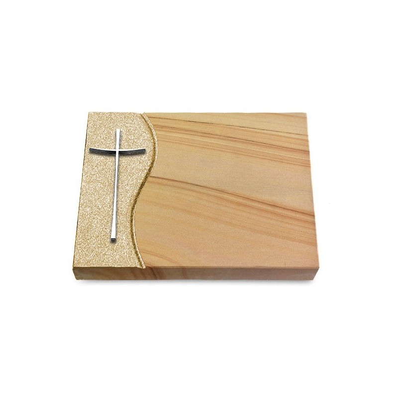 Grabtafel Woodland Wave Kreuz 2 (Alu)
