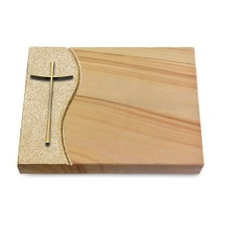 Grabtafel Woodland Wave Kreuz 2 (Bronze)