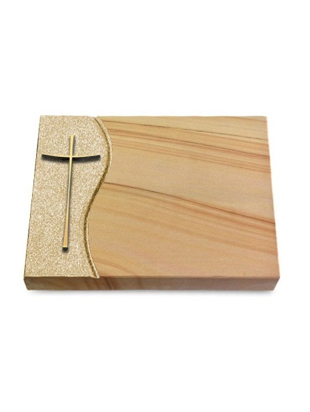 Grabtafel Woodland Wave Kreuz 2 (Bronze)