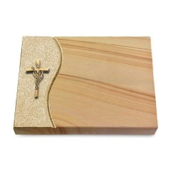 Grabtafel Woodland Wave Kreuz/Ähren (Bronze)