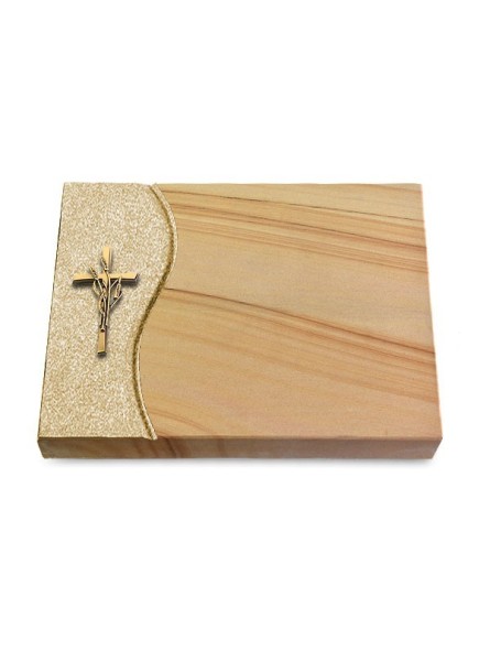 Grabtafel Woodland Wave Kreuz/Ähren (Bronze)