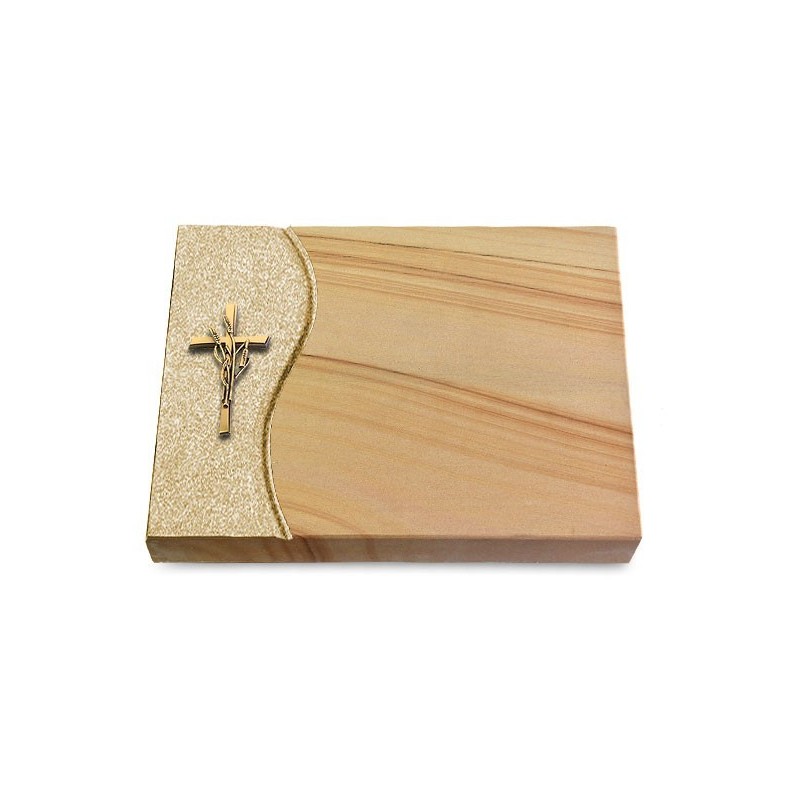Grabtafel Woodland Wave Kreuz/Ähren (Bronze)