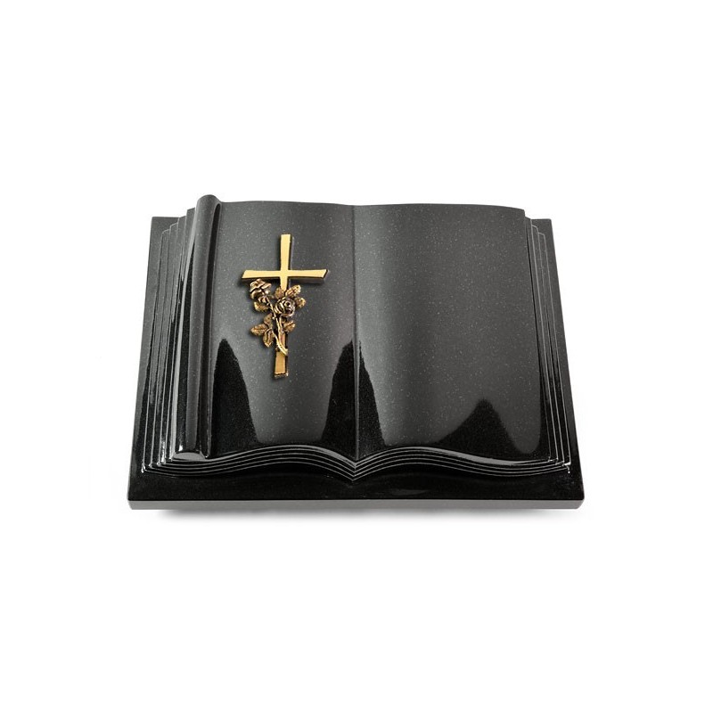 Grabbuch Antique/Indisch Black Kreuz/Rose (Bronze) 50x40