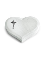 Grabstein Coeur/Omega Marmor Kreuz/Ähren (Alu)