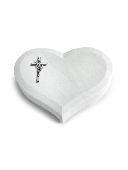 Grabstein Coeur/Omega Marmor Kreuz/Ähren (Alu)