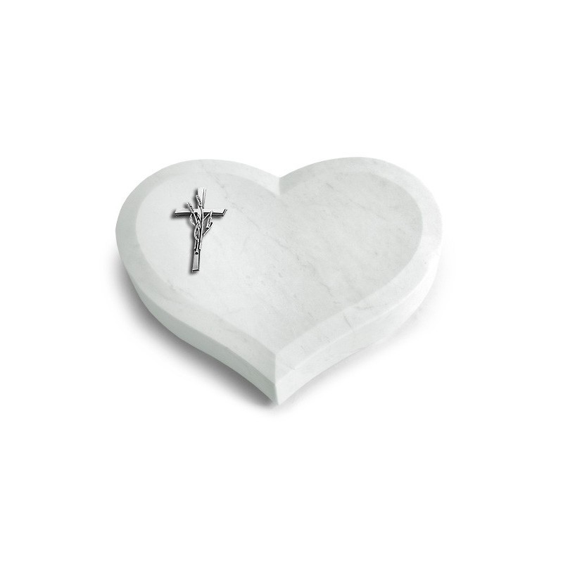 Grabstein Coeur/Omega Marmor Kreuz/Ähren (Alu)